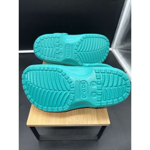 Crocs Classic Clogs Crocband Rubber Teal Green Water Shoes Mules Size M5 W7 - Picture 7 of 8